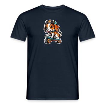 Doux chien sur une planche à roulettes - T-shirt homme - marine - Devant - AI Model Male 178 light (178cm)