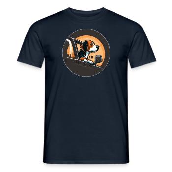 Cute dog looking out of a car - Men's T-Shirt - navy - Front - AI Model Male 178 light (178cm)
