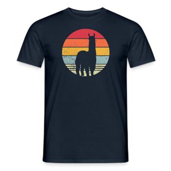 Alpaka Llama Vintage Funny Animal Sprüche - Männer T-Shirt - Navy - Vorne - AI Model Male 178 light (178cm)