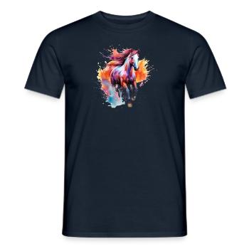 colorful water horse painting - T-shirt homme - marine - Devant - AI Model Male 178 light (178cm)