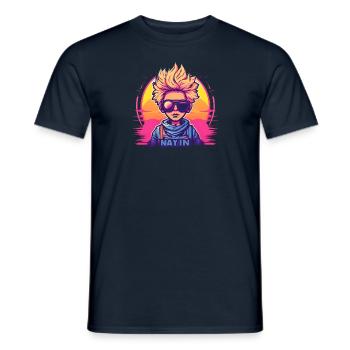 Synthwave Boy Sunset - T-shirt homme - marine - Devant - AI Model Male 178 light (178cm)