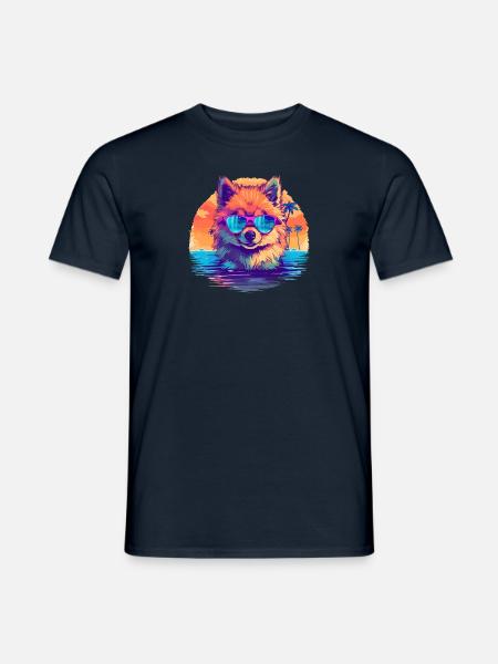 Retro Pomeranian - Men's T-Shirt - navy