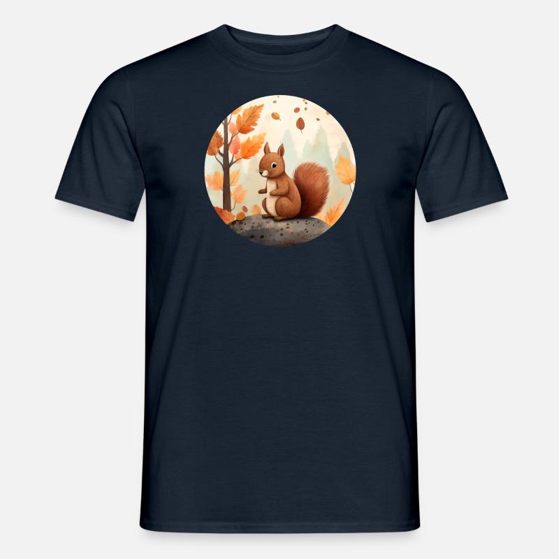 Eichhörnchen im Herbst - Männer T-Shirt - Navy