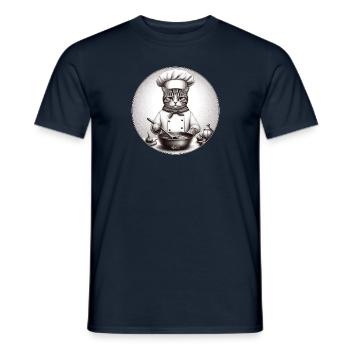 Cat Cook - Men's T-Shirt - navy - Front - AI Model Male 178 light (178cm)