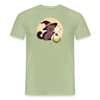Potion Cat - Men's T-Shirt - sage - Front - AI Model Male 178 light (178cm)