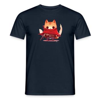 Katze als Cowboy verkleidet - Männer T-Shirt - Navy - Vorne - AI Model Male 178 light (178cm)