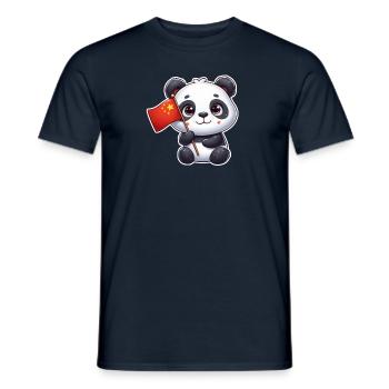 Panda mignon avec drapeau chinois - T-shirt homme - marine - Devant - AI Model Male 178 light (178cm)