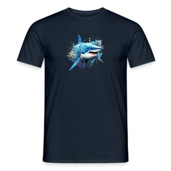 Shark Fish Ocean World Wildlife Wonder Abstract - Men's T-Shirt - navy - Front - AI Model Male 178 light (178cm)