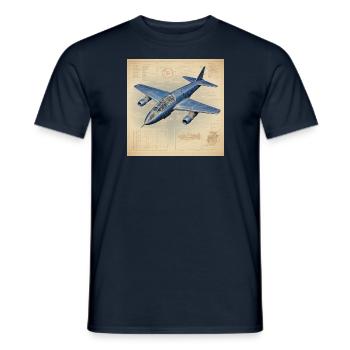 Plan d’un avion à réaction - T-shirt homme - marine - Devant - AI Model Male 178 light (178cm)