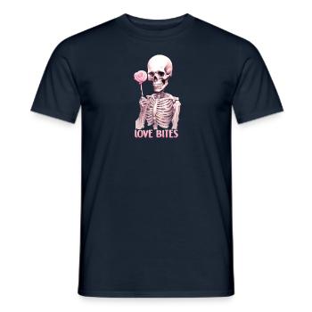 Love Bites Valentinstag Gothic Skelett Liebe Rose - Männer T-Shirt - Navy - Vorne - AI Model Male 178 light (178cm)