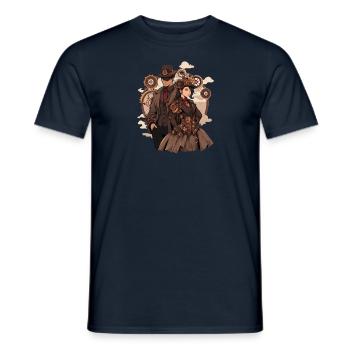 Steampunk Couple - Men's T-Shirt - navy - Front - AI Model Male 178 light (178cm)