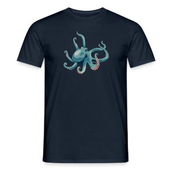 Tanzender Oktopus mehrfarbig türkis peach - Männer T-Shirt - Navy - Vorne - AI Model Male 178 light (178cm)