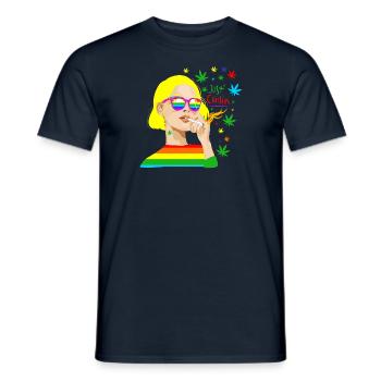 Casual weekend t-shirt for Just Chillin, Unisex - T-shirt homme - marine - Devant - AI Model Male 178 light (178cm)
