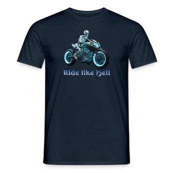 Biker Skelett 06 2024 A 01 - Männer T-Shirt - Navy - Vorne - AI Model Male 178 light (178cm)