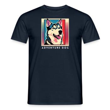 Husky Adventure Dog - Dog Merch for everyone - Männer T-Shirt - Navy - Vorne - AI Model Male 178 light (178cm)
