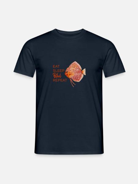 Discusfisch Eat, Sleep, Blub, Repeat Design - Männer T-Shirt - Navy