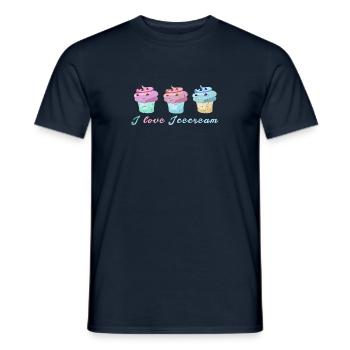 crème glacée, crème glacée, j’adore la crème glacée, pastel, cornet de crème glacée - T-shirt homme - marine - Devant - AI Model Male 178 light (178cm)