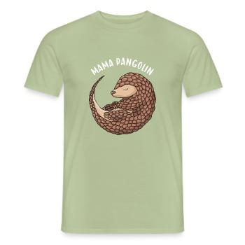 Mama Pangolin - Men's T-Shirt - sage - Front - AI Model Male 178 light (178cm)
