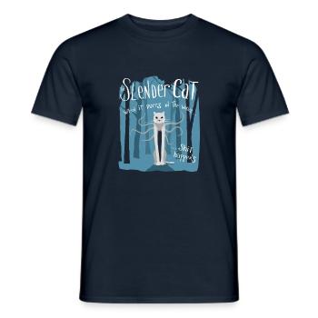 Le chat mince - T-shirt homme - marine - Devant - AI Model Male 178 light (178cm)