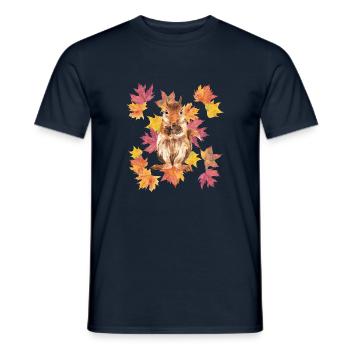 Écureuil aux feuilles d’automne - T-shirt homme - marine - Devant - AI Model Male 178 light (178cm)