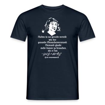 Zitat Descartes: Menschenverstand - Männer T-Shirt - Navy - Vorne - AI Model Male 178 light (178cm)