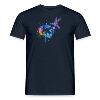 hummingbird,graffiti,painting, flowers,bird,flower,colorful - Men's T-Shirt - navy - Front - AI Model Male 178 light (178cm)