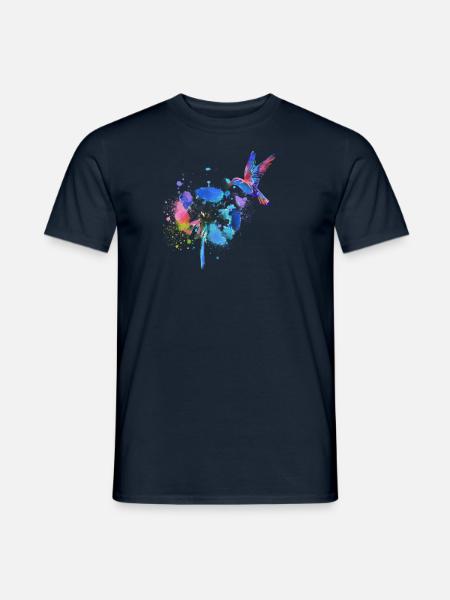 kolibri,graffiti ,malerei, blumen,vogel,blume,bunt - Männer T-Shirt - Navy