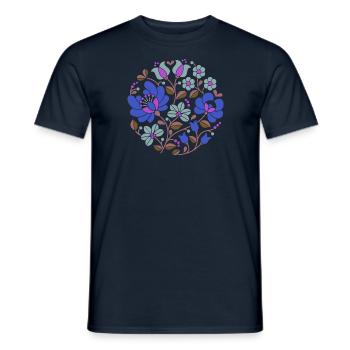 Hungarian flowers, blue, colorful flowers,tendrils,flower - Men's T-Shirt - navy - Front - AI Model Male 178 light (178cm)