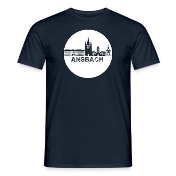 ansbach,skyline,white,circle - Men's T-Shirt - navy - Front - AI Model Male 178 light (178cm)