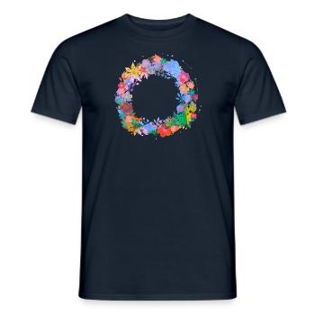 flower wreath,empty, wreath,graffti,colorful,flowers - Men's T-Shirt - navy - Front - AI Model Male 178 light (178cm)