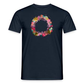 flower wreath,empty, wreath,graffti,colorful,flowers - Men's T-Shirt - navy - Front - AI Model Male 178 light (178cm)