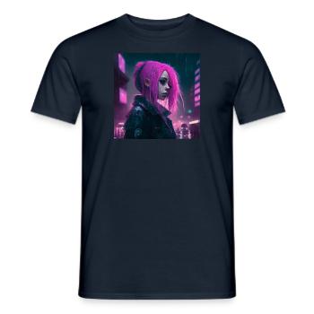 Pink Cyber Girl - Männer T-Shirt - Navy - Vorne - AI Model Male 178 light (178cm)