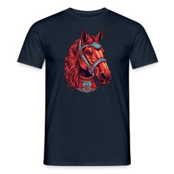 Rotes Pferdekopf-Design Portrait Kopf - Männer T-Shirt - Navy - Vorne - AI Model Male 178 light (178cm)
