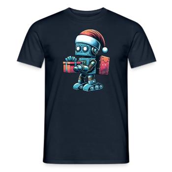 Roboter Weihnachtsmann Festliche Technologie - Männer T-Shirt - Navy - Vorne - AI Model Male 178 light (178cm)