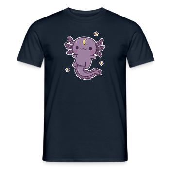 Mignon Axolotl noir avec symbole de croissant de lune - T-shirt homme - marine - Devant - AI Model Male 178 light (178cm)