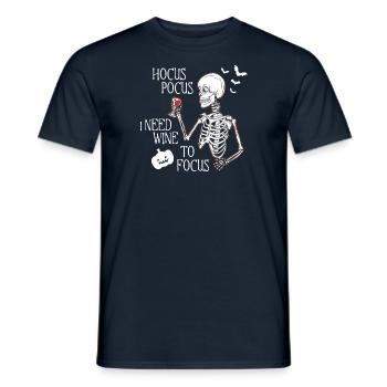 Hocus Pocus I need wine to focus - Skelett Wein - Männer T-Shirt - Navy - Vorne - AI Model Male 178 light (178cm)