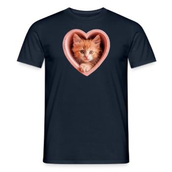 Chaton dans un coeur - T-shirt homme - marine - Devant - AI Model Male 178 light (178cm)