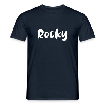 Name, font,white,rocky - Men's T-Shirt - navy - Front - AI Model Male 178 light (178cm)