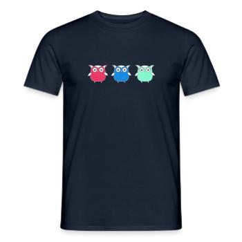 Eulen, Comic, nerd, mint, geek, trio,blau - Männer T-Shirt - Navy - Vorne - AI Model Male 178 light (178cm)