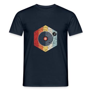 Disque vinyle Rétro Vintage DJ Bass cadeau - T-shirt homme - marine - Devant - AI Model Male 178 light (178cm)