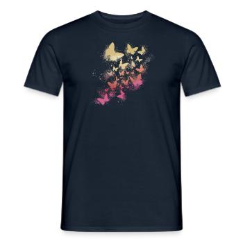 Papillons, aquarelle, coloré, peinture, graffiti - T-shirt homme - marine - Devant - AI Model Male 178 light (178cm)