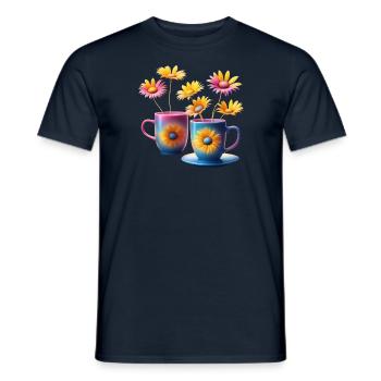 Blumen und Kaffee - Männer T-Shirt - Navy - Vorne - AI Model Male 178 light (178cm)