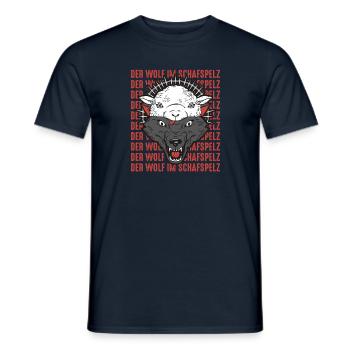 Wolf im Schafspelz, Wölfe, Schafe, Rudel, Geschenk - Männer T-Shirt - Navy - Vorne - AI Model Male 178 light (178cm)