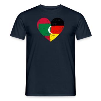 Maldives Germany Flag Heart - Men's T-Shirt - navy - Front - AI Model Male 178 light (178cm)