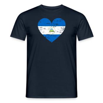 Nicaragua Flag Heart - Men's T-Shirt - navy - Front - AI Model Male 178 light (178cm)