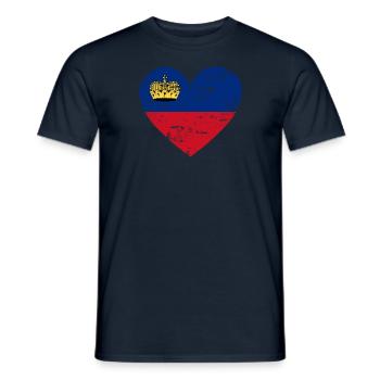 Liechtenstein Flaggenherz - Männer T-Shirt - Navy - Vorne - AI Model Male 178 light (178cm)