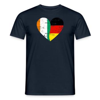 Côte d’Ivoire Allemagne Flag Heart - T-shirt homme - marine - Devant - AI Model Male 178 light (178cm)