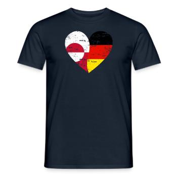 Groenland Allemagne Flag Heart - T-shirt homme - marine - Devant - AI Model Male 178 light (178cm)