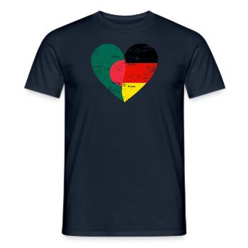 Bangladesh Germany Flag Heart - Men's T-Shirt - navy - Front - AI Model Male 178 light (178cm)