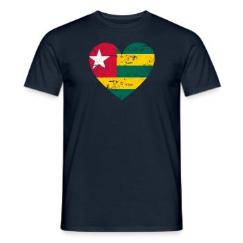Togo Flaggenherz - Männer T-Shirt - Navy - Vorne - AI Model Male 178 light (178cm)